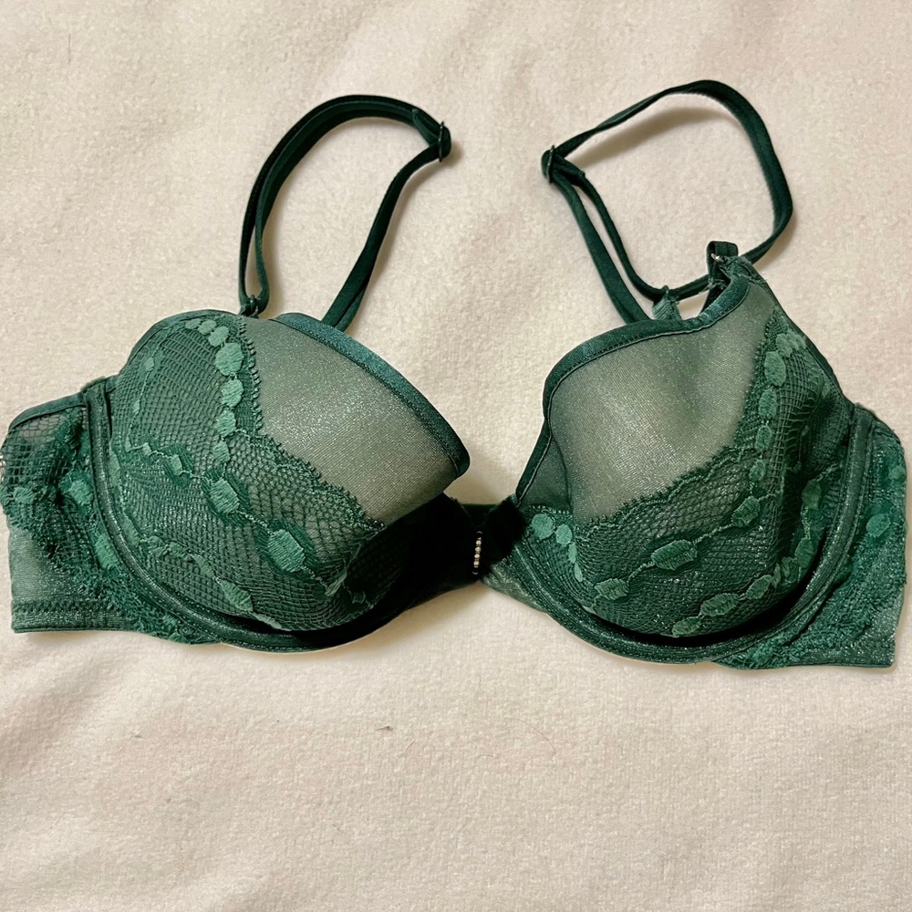 Green Lace and Shimmer Bra